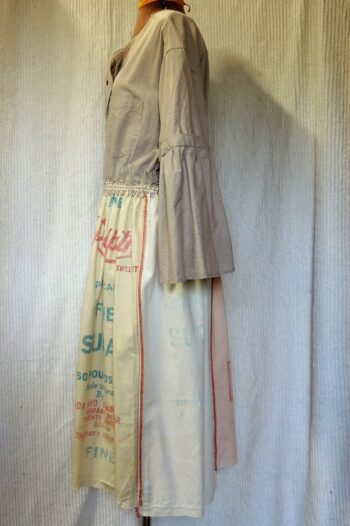 Left side view of sugar sack dress